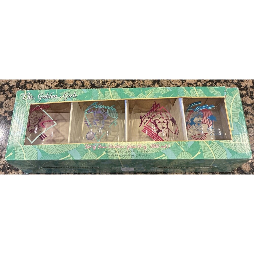 The Golden Girls 18 oz. Contour Glass Set of 4 NIB Retro 80s Character Portraits
